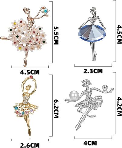GOLDEN STRAWBERRY 8 PCS Dancing Girl Brooch Elegant Dance Skirt Pin Ladies for Women in Saudi Arabia