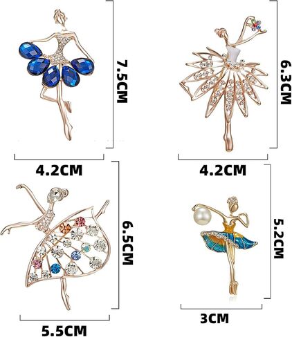 GOLDEN STRAWBERRY 8 PCS Dancing Girl Brooch Elegant Dance Skirt Pin Ladies for Women in Saudi Arabia