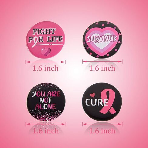 Pink Breast Cancer Awareness Buttons Badge Round Pink Hope Ribbon Brooch Pin Badges Decorations for Women Girls in Saudi Arabia