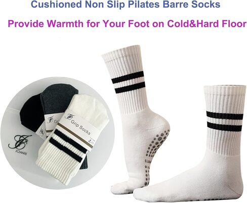 JCZANXI Yoga Socks with Grips for Women, Non Slip Grip Socks for Yoga, Pilates, Barre, Dance | Ideal Cushioned Crew Socks in Kuwait
