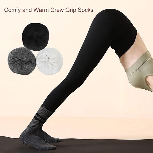 JCZANXI Yoga Socks with Grips for Women, Non Slip Grip Socks for Yoga, Pilates, Barre, Dance | Ideal Cushioned Crew Socks in Kuwait