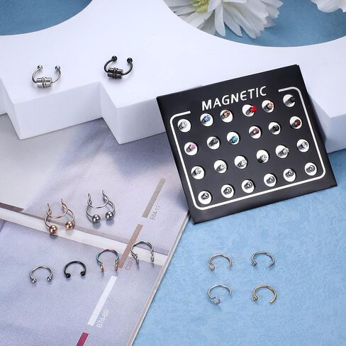 Florideco Fake Nose Ring Fake Septum Nose Ring Stainless Steel Fake Nose Ring Lip Stud Faux Pretend Nose Ring Piercing in Saudi Arabia