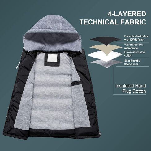 CREATMO US Women's Warm Vest Outerwear Thick Padded Puffer Sleeveless Vest With Detachable Hood in Kuwait