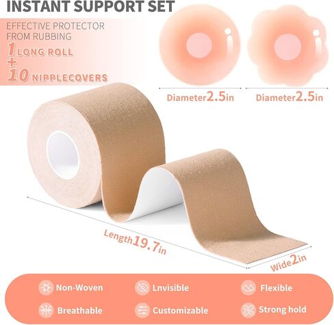 شريط رفع الثدي من EOOGER، شريط الثدي لكأس A-E للثدي الكبير، شريط جسم غير مرئي مقاوم للعرق لرفع الثدي in Kuwait