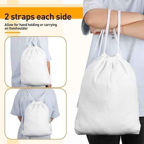 Sweetude 30 Pack Sublimation Drawstring Bags Bulk Polyester Drawstring Bag Blank String Backpack Bag Gym Sack Sport Backpacks for Women Men DIY Crafts Shopping Storage, 16.5" W x 12.6" H, White in Saudi Arabia