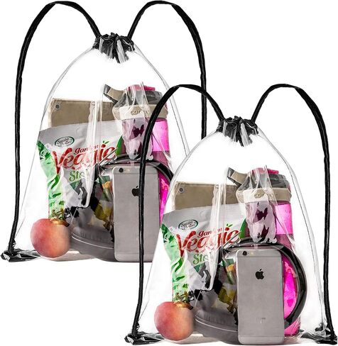 [Pack Of 2] Clear Drawstring Bag, 14" x 17" Inch Backpack For Stadiums Travel And Sporting Events in Kuwait