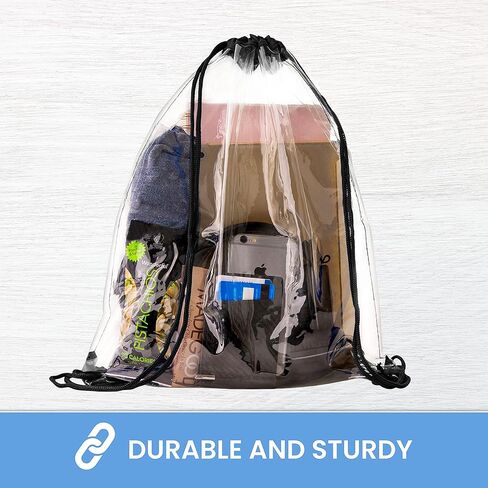 [Pack Of 2] Clear Drawstring Bag, 14" x 17" Inch Backpack For Stadiums Travel And Sporting Events in Kuwait