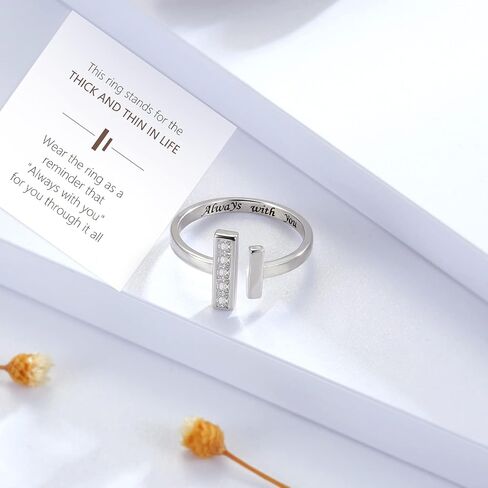 Sterling Silver Thick and Thin Ring: Mother Daughter Sister Friend Through Thick and Thin Ring Always with You Christmas Jewelry Gifts for Wife Girlfriend in Saudi Arabia