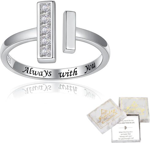 Sterling Silver Thick and Thin Ring: Mother Daughter Sister Friend Through Thick and Thin Ring Always with You Christmas Jewelry Gifts for Wife Girlfriend in Saudi Arabia