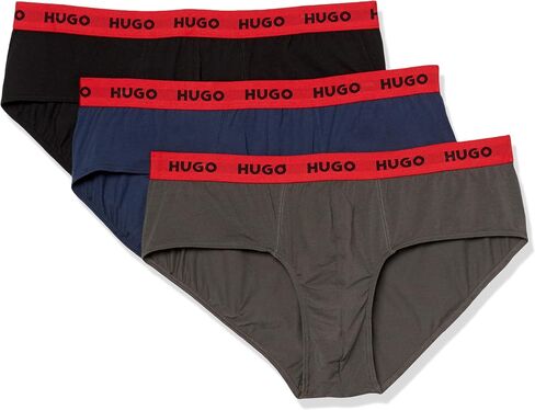 HUGO Men's 3 Pack Stretch Cotton Hip Brief in Kuwait