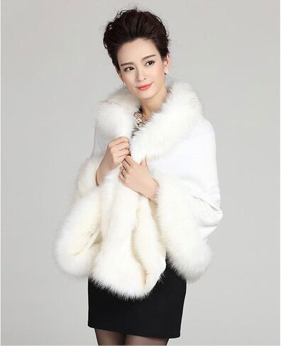 Kelaixiang Faux Fox Fur Shawls Jackets Bridal Cape Coats Wraps Winter Scarves in Saudi Arabia