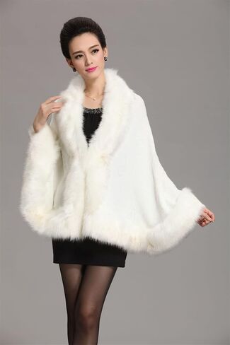 Kelaixiang Faux Fox Fur Shawls Jackets Bridal Cape Coats Wraps Winter Scarves in Saudi Arabia