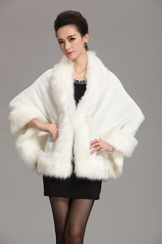 Kelaixiang Faux Fox Fur Shawls Jackets Bridal Cape Coats Wraps Winter Scarves in Saudi Arabia