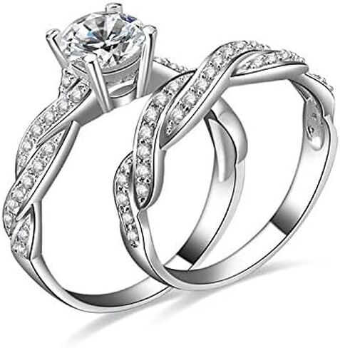 JewelryPalace Wedding Bands Engagement Rings for Women, 14K Gold Plated 925 Sterling Silver Cubic Zirconia Promise Rings for Her, Infinity Anniversary 1.5ct Simulated Diamond Ring in Kuwait