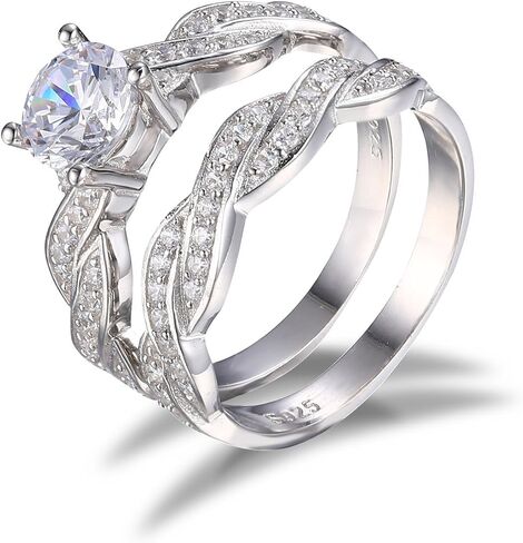 JewelryPalace Wedding Bands Engagement Rings for Women, 14K Gold Plated 925 Sterling Silver Cubic Zirconia Promise Rings for Her, Infinity Anniversary 1.5ct Simulated Diamond Ring in Kuwait
