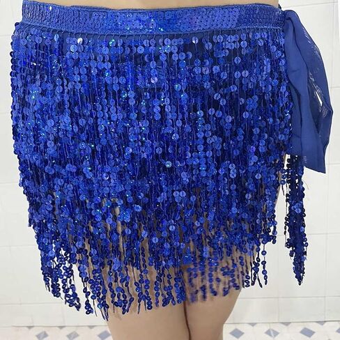 تنورة الرقص الشرقي من Woent Boho ترتر وحزام الورك وتنورة شرابة ووشاح لف الورك ومهرجان الموسيقى الهذيان للنساء والفتيات in Kuwait