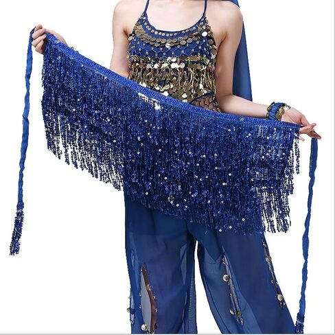 تنورة الرقص الشرقي من Woent Boho ترتر وحزام الورك وتنورة شرابة ووشاح لف الورك ومهرجان الموسيقى الهذيان للنساء والفتيات in Kuwait