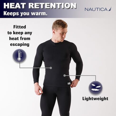 طقم ملابس داخلية حرارية للرجال من Nautica - قميص حراري رجالي دافئ وسروال طويل - قميص داخلي للطقس البارد - طبقة شتوية معزولة in Saudi Arabia