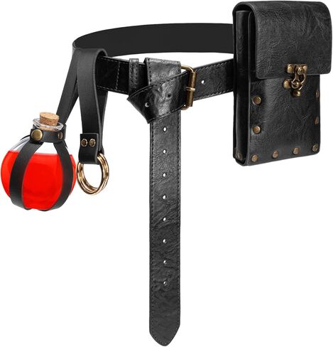 Magibag 4 قطعة حزام عصر النهضة الحقيبة الفلين زجاجة جرعة تنورة مجموعة التنزه في القرون الوسطى رن Faire زي اكسسوارات لجميع القديسين in Kuwait
