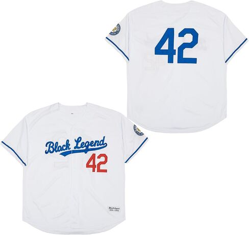 قمصان البيسبول الرجالية من Zommna جاكي روبنسون #42 باللون الأسود الأسطوري بأكمام قصيرة وأزرار سفلية ومخيطة in Kuwait