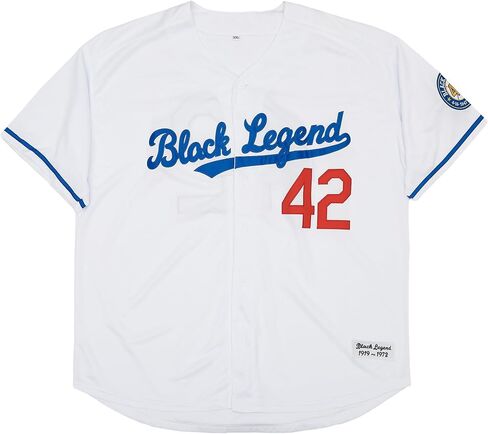 قمصان البيسبول الرجالية من Zommna جاكي روبنسون #42 باللون الأسود الأسطوري بأكمام قصيرة وأزرار سفلية ومخيطة in Kuwait