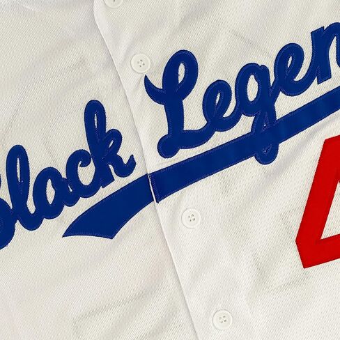 قمصان البيسبول الرجالية من Zommna جاكي روبنسون #42 باللون الأسود الأسطوري بأكمام قصيرة وأزرار سفلية ومخيطة in Kuwait