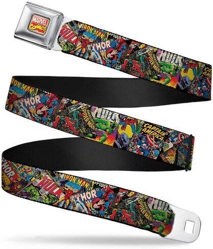 Buckle-Down Seatbelt Belt - Retro Marvel Comic Books Stacked C/U - 1.0" Wide - 20-36 Inches in Length in Saudi Arabia