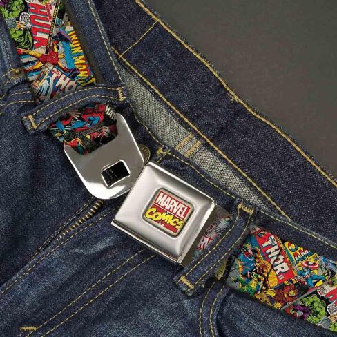 Buckle-Down Seatbelt Belt - Retro Marvel Comic Books Stacked C/U - 1.0" Wide - 20-36 Inches in Length in Saudi Arabia