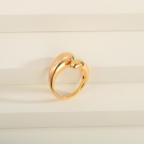 WOWORAMA Chunky Open Rings for Women Gold Silver Adjustable Dome Teardrop Rings Bold Thick Statement Rings Simple Stackable Band Rings in Kuwait
