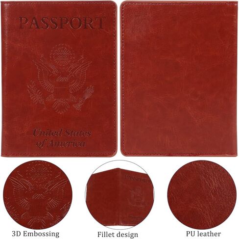 Beupy 9 PCS Passport Holder Cover Set Leather Combo with Vaccine Card Slot Case Protector PU Travel Documents Organizer for Women and Men Wallet, Blue in Kuwait