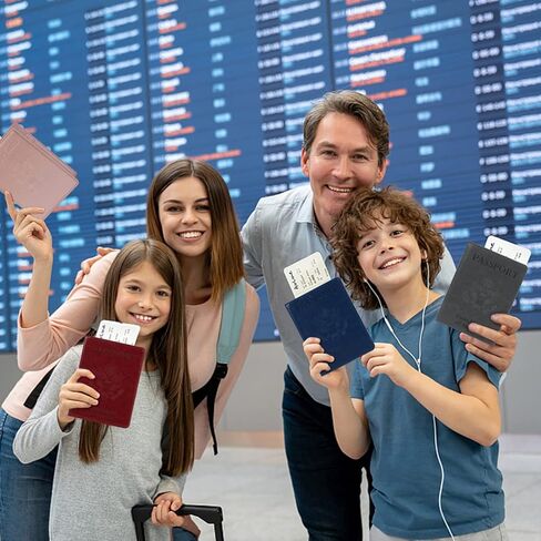 Beupy 9 PCS Passport Holder Cover Set Leather Combo with Vaccine Card Slot Case Protector PU Travel Documents Organizer for Women and Men Wallet, Blue in Kuwait