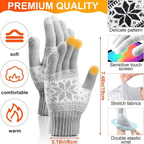 USB Heated Hat Scarf Set Winter Knitted Beanie Hats Touch Screen Gloves Ear Muffs Warm Gloves Neck Warmer for Women Men, Gray in Saudi Arabia