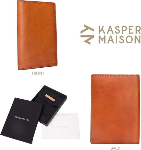 غطاء جواز السفر RFID من الجلد الفاخر من Kasper Maison ومحفظة سفر مع حجب RFID مضاد للسرقة - تان بريطاني in Kuwait
