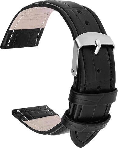TIESOME Leather Watch Band, Genuine Grain Calfskin Replacement Strap Stainless Steel Buckle Watch Strap for Men Women in Saudi Arabia