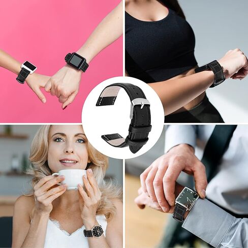 TIESOME Leather Watch Band, Genuine Grain Calfskin Replacement Strap Stainless Steel Buckle Watch Strap for Men Women in Saudi Arabia