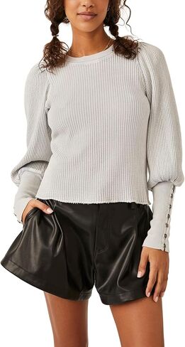 Free People Wesley Thermal Top Blue Moon MD (Women's 8-10) in Saudi Arabia