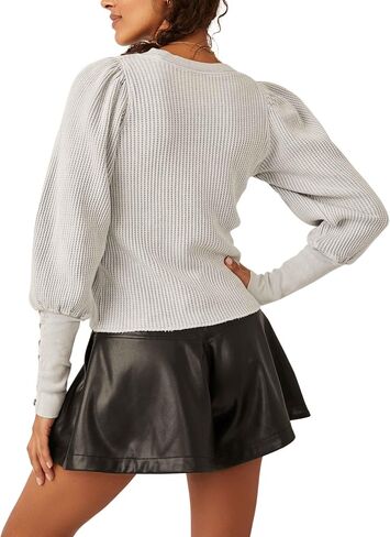 Free People Wesley Thermal Top Blue Moon MD (Women's 8-10) in Saudi Arabia