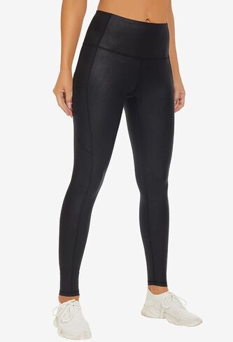 KYRIAD Matte Faux Leather Leggings for Women Full Length High Waisted Tummy Control Workout Running Pants with Pockets in Kuwait