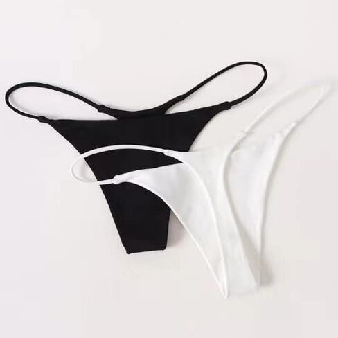 Bracuup Women's Sexy Solid Color G-String Thong Panties Low Rise Hipster Underwear - Pack of 3 color Red, Black, White in Saudi Arabia