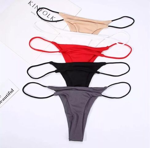 Bracuup Women's Sexy Solid Color G-String Thong Panties Low Rise Hipster Underwear - Pack of 3 color Red, Black, White in Saudi Arabia