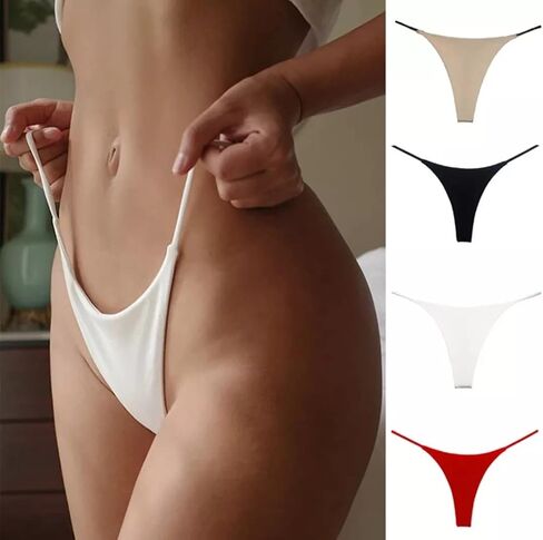 Bracuup Women's Sexy Solid Color G-String Thong Panties Low Rise Hipster Underwear - Pack of 3 color Red, Black, White in Saudi Arabia