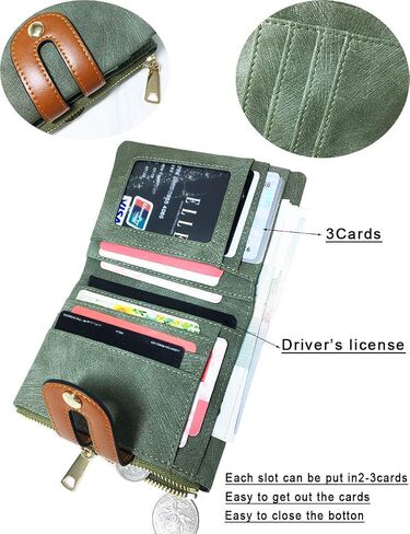 AOXONEL Women's Rfid Small Bifold Leather Wallet Ladies Mini Zipper Coin Purse id card Pocket,Slim Compact Thin in Saudi Arabia