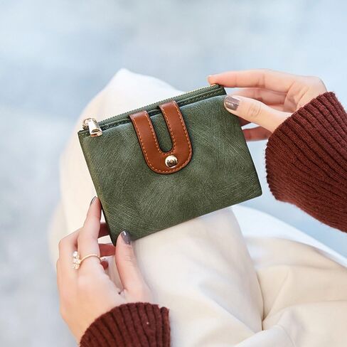 AOXONEL Women's Rfid Small Bifold Leather Wallet Ladies Mini Zipper Coin Purse id card Pocket,Slim Compact Thin in Saudi Arabia