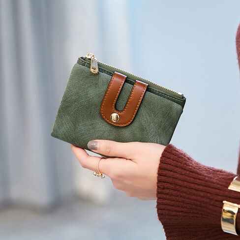 AOXONEL Women's Rfid Small Bifold Leather Wallet Ladies Mini Zipper Coin Purse id card Pocket,Slim Compact Thin in Saudi Arabia