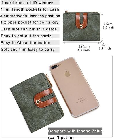 AOXONEL Women's Rfid Small Bifold Leather Wallet Ladies Mini Zipper Coin Purse id card Pocket,Slim Compact Thin in Saudi Arabia