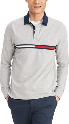 Tommy Hilfiger Men's Long Sleeve Flag Polo Shirt in Custom Fit in Saudi Arabia