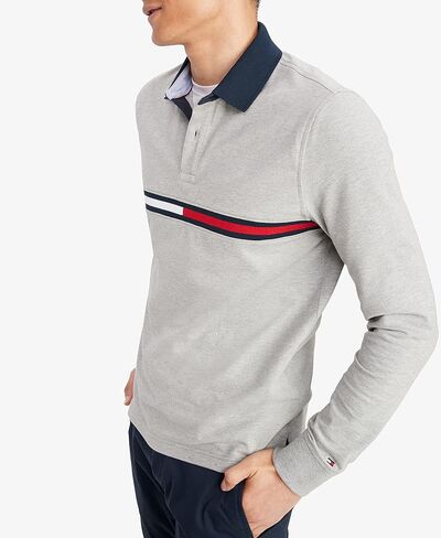 Tommy Hilfiger Men's Long Sleeve Flag Polo Shirt in Custom Fit in Saudi Arabia