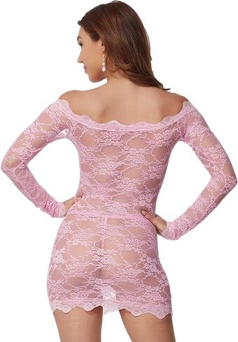 LINGERLOVE Womens Plus Size Sexy Lingerie Chemise Floral Lace Babydoll See Through Bodysuit Lingerie in Kuwait