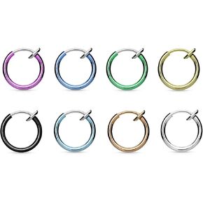 Pierced Owl - Set of 8 Titanium IP 316L Stainless Steel Spring Action Non Piercing Septum, Ear, or Nose Hoop Rings in Saudi Arabia