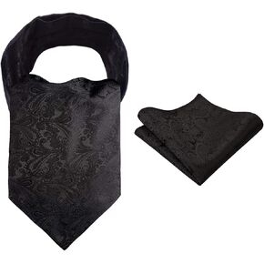Alizeal Mens Self-tied Cravat Tie Ascot and Pocket Square Set